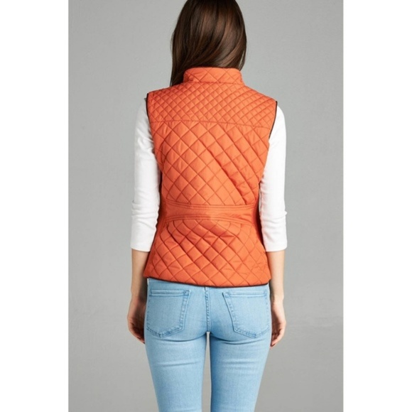 Black Basic Zippered Vest with Suede Piping Detail - Picture 3 of 5